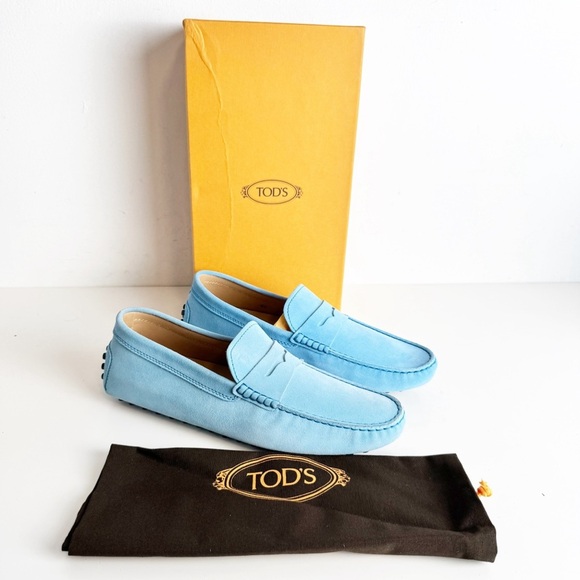 Tod's Other - TOD'S Gommino Suede Driving Shoes in Alaskan Blue 
Size 8.5
